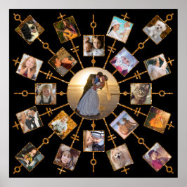 Family Photo Collage 21 Afbeeldingen  Black Gold Poster