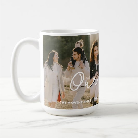 Family Photo Collage 3 Foto's Aangepaste tekst Koffiemok (Links)