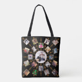 Family Photo Collage 42 Afbeeldingen  Black Gold Tote Bag (Achterkant)