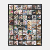 Family Photo Collage 56 Square Pics Easy Custom Bk Fleece Deken (Voorkant)