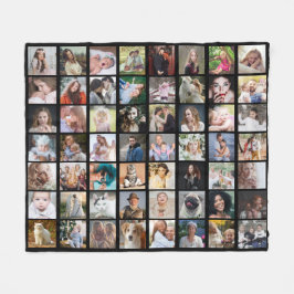 Family Photo Collage 56 Square Pics Easy Custom Bk Fleece Deken