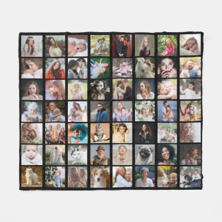 Family Photo Collage 56 Square Pics Easy Custom Bk Fleece Deken