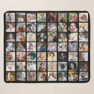 Family Photo Collage 56 Square Pics Easy Custom Bk Sherpa Deken
