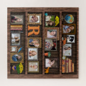Family Photo Collage Antiek Bookcase Cool Square Legpuzzel (Horizontaal)