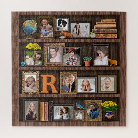 Family Photo Collage Antiek Bookcase Cool Square Legpuzzel (Verticaal)