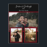 Family Photo Collage Black Burgundy White Script Feestdagenkaart<br><div class="desc">Familie Foto Collage Black Burgundy White Script Holiday Kaart. Voeg uw eigen foto's en tekst toe om aan te passen. De sjabloon is ingesteld om deze eenvoudige wijzigingen door te voeren.</div>
