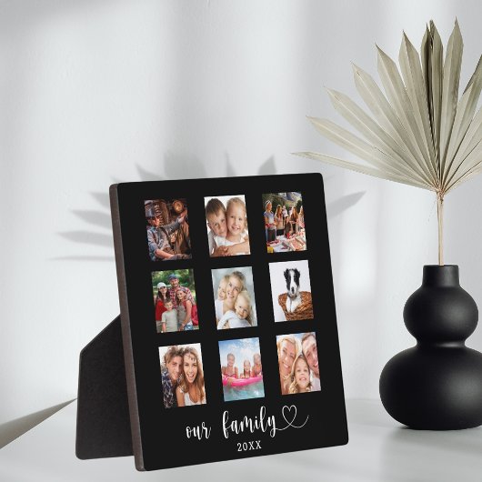Family photo collage black  fotoplaat
