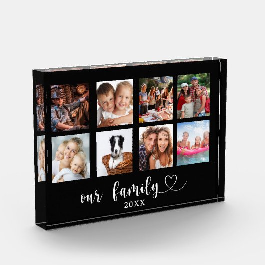 Family photo collage black love heart script fotoblokken (Links)