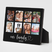 Family photo collage black love heart script fotoplaat (Zijkant)