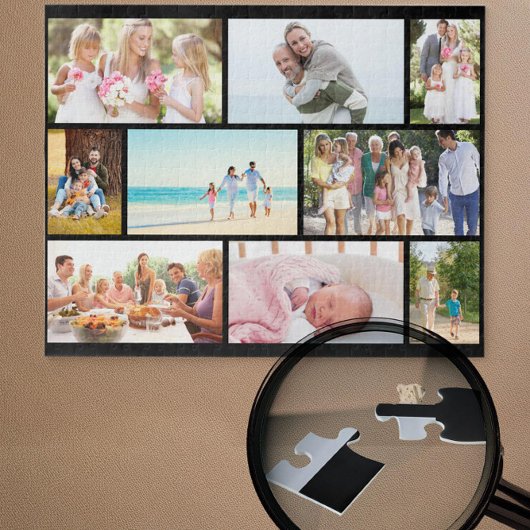 Family Photo Collage Black Masonry Grid Custom Legpuzzel