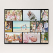 Family Photo Collage Black Masonry Grid Custom Legpuzzel (Horizontaal)