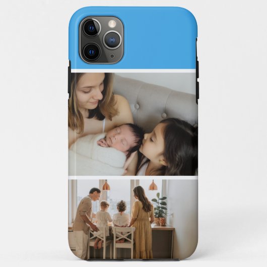 Family Photo Collage blue 2 Picture Case-Mate iPhone Case (Achterkant)