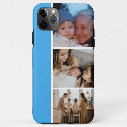Family Photo Collage blue 4 Picture Case-Mate iPhone Case (Achterkant)