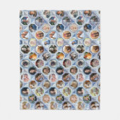 Family Photo Collage Blue Quilt look 28 Custom Pic Fleece Deken (Voorkant)