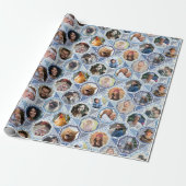 Family Photo Collage Easy Blue Quilt 28 Pics Cadeaupapier (Uitgerold)