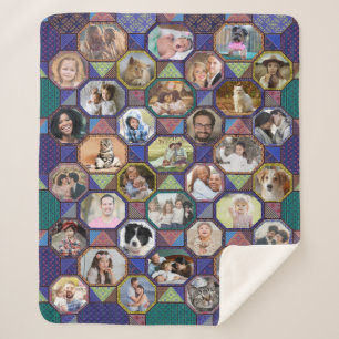 Family Photo Collage Easy Dark Quilt 35 Pics Sherpa Deken
