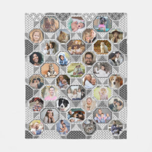 Family Photo Collage Easy Grey Quilt 35 Pics Fleece Deken