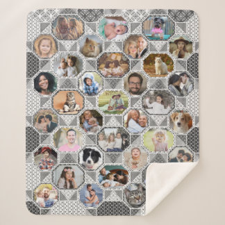 Family Photo Collage Easy Grey Quilt 35 Pics Sherpa Deken