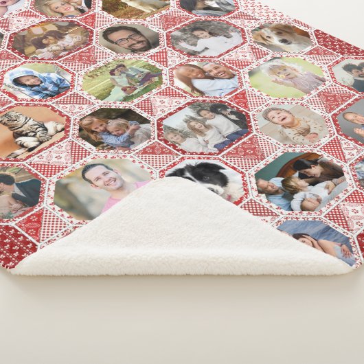 Family Photo Collage Easy Red Quilt 35 Pics Sherpa Deken (3/4)