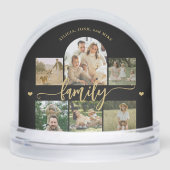 Family photo collage elegant gold script keepsake sneeuwbol (Voorkant)