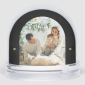 Family photo collage elegant gold script keepsake sneeuwbol (Achterkant)