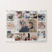 Family Photo Collage Elegant Marble Custom 13 Pics Legpuzzel (Horizontaal)