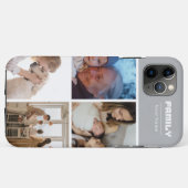 Family Photo Collage Gray 4 Picture Case-Mate iPhone Case (Achterkant (horizontaal))