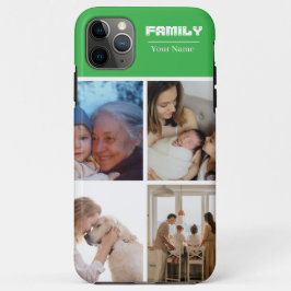 Family Photo Collage GREEN 4 Picture Case-Mate iPhone Case