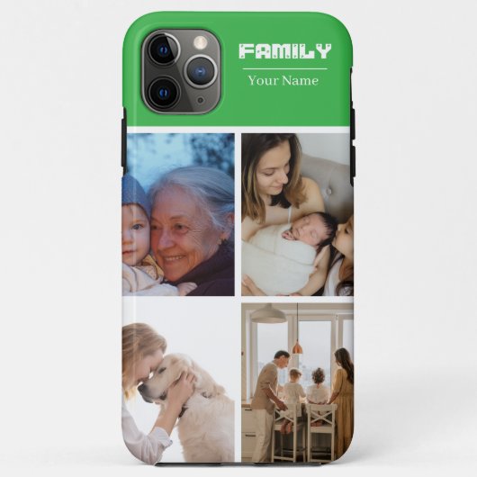 Family Photo Collage GREEN 4 Picture Case-Mate iPhone Case (Achterkant)