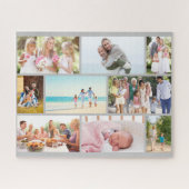 Family Photo Collage Grey Masonry Grid Custom Legpuzzel (Horizontaal)