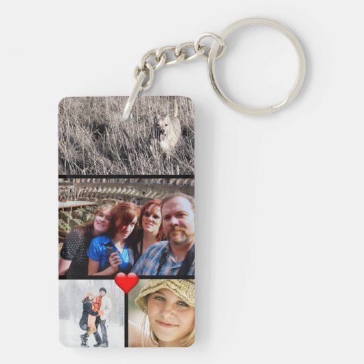 Family Photo Collage Heart Sleutelhanger (achterkant)