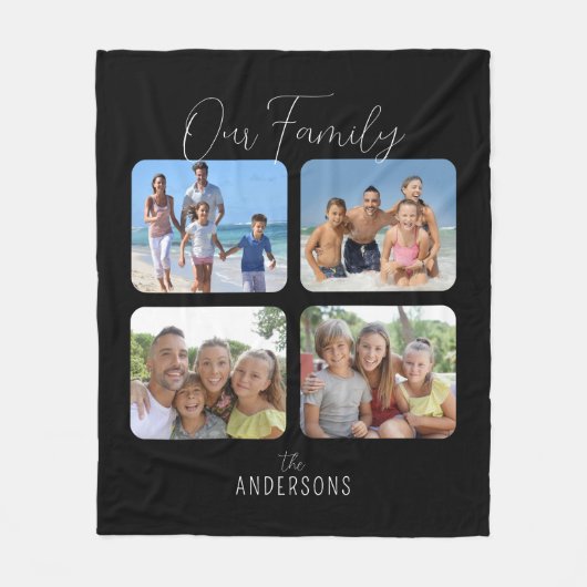Family Photo Collage Kalligrafiescript Fleece Deken (Voorkant)