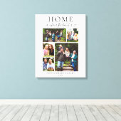 Family Photo Collage Keepsake Heart Script Canvas Afdruk (Insitu (Houten vloer))