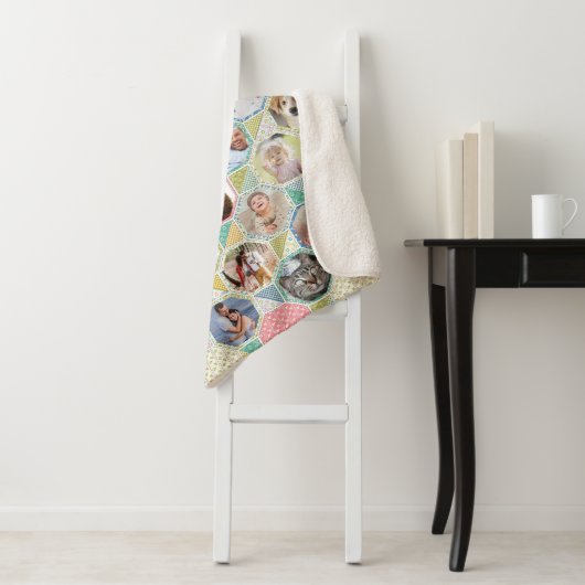 Family Photo Collage Light Quilt 35 Pic Lg Sm Sherpa Deken (In situ)