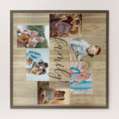 Family Photo Collage Light Woodgrain Legpuzzel (Horizontaal)