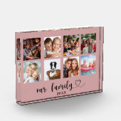 Family photo collage love heart script dusty rose fotoblokken (Links)