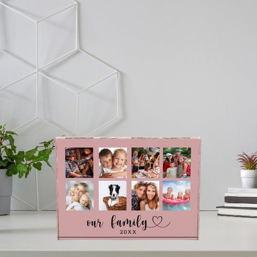Family photo collage love heart script dusty rose fotoblokken