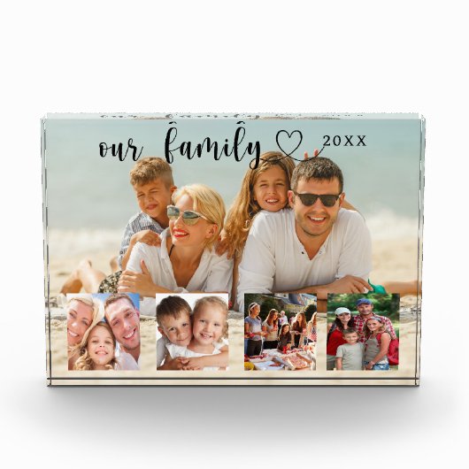 Family photo collage love heart script fotoblokken (Voorkant)