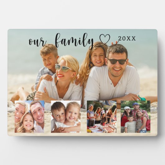Family photo collage love heart script fotoplaat (voorkant)