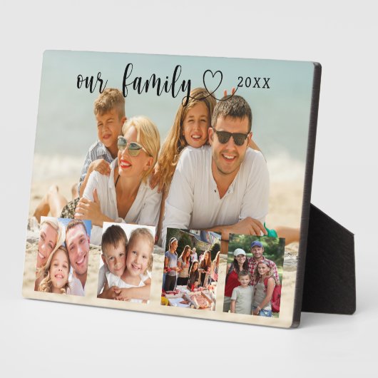 Family photo collage love heart script fotoplaat (Zijkant)
