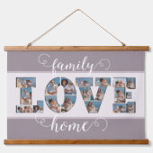 FAMILY Photo Collage Love Script Modern Keepslag Hangend Wandkleed (Voorkant)