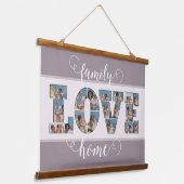 FAMILY Photo Collage Love Script Modern Keepslag Hangend Wandkleed (Gebogen)