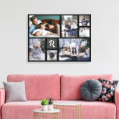 Family Photo Collage Monogrammed 7 Afbeeldingen Bl Canvas Afdruk (Insitu (Woonkamer))