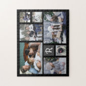 Family Photo Collage Monogrammed 7 Afbeeldingen Bl Legpuzzel (Verticaal)