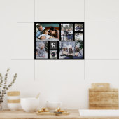Family Photo Collage Monogrammed 7 Afbeeldingen Bl Poster (Keuken)