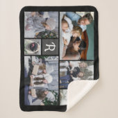 Family Photo Collage Monogrammed 7 Afbeeldingen Bl Sherpa Deken (Voorkant)