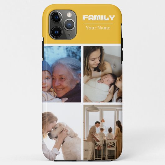 Family Photo Collage orange 4 Picture Case-Mate iPhone Case (Achterkant)