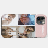 Family Photo Collage pink 4 Picture Case-Mate iPhone Case (Achterkant (horizontaal))