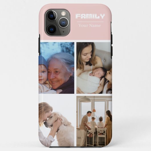 Family Photo Collage pink 4 Picture Case-Mate iPhone Case (Achterkant)