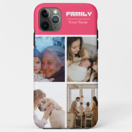Family Photo Collage Pink 4 Picture Case-Mate iPhone Case